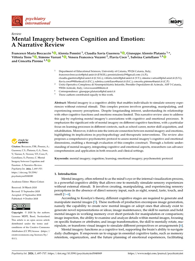 Mental Imagery: Cognition and Emotion Review | PDF | Emotions | Mental ...