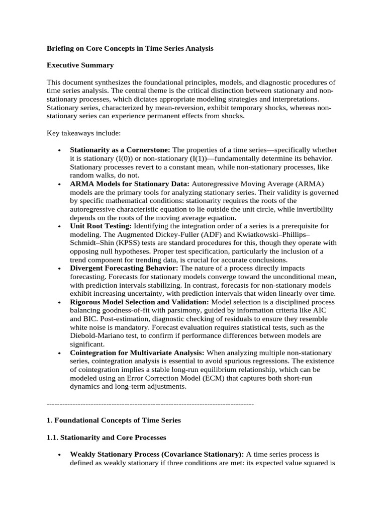 Briefing On Core Concepts in Time Series Analysis | PDF | Stationary ...