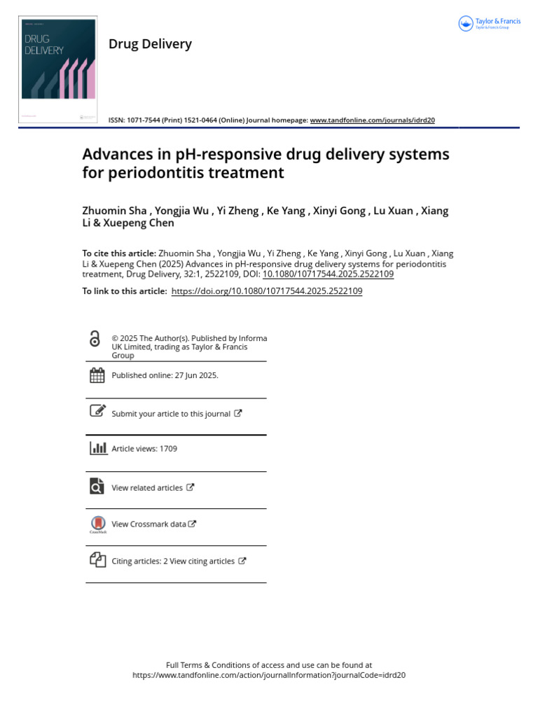 pH-Responsive Drug Delivery for Periodontitis | PDF | Liposome ...