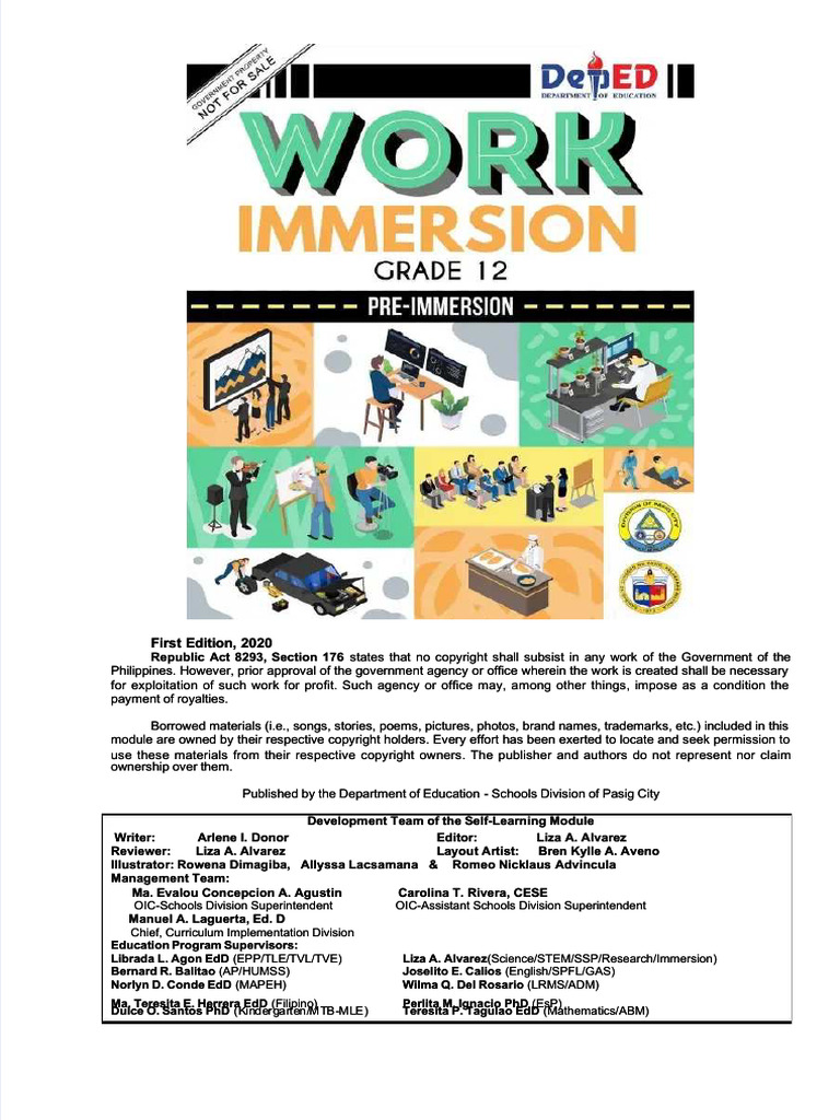Work Immersion Module 1 | PDF