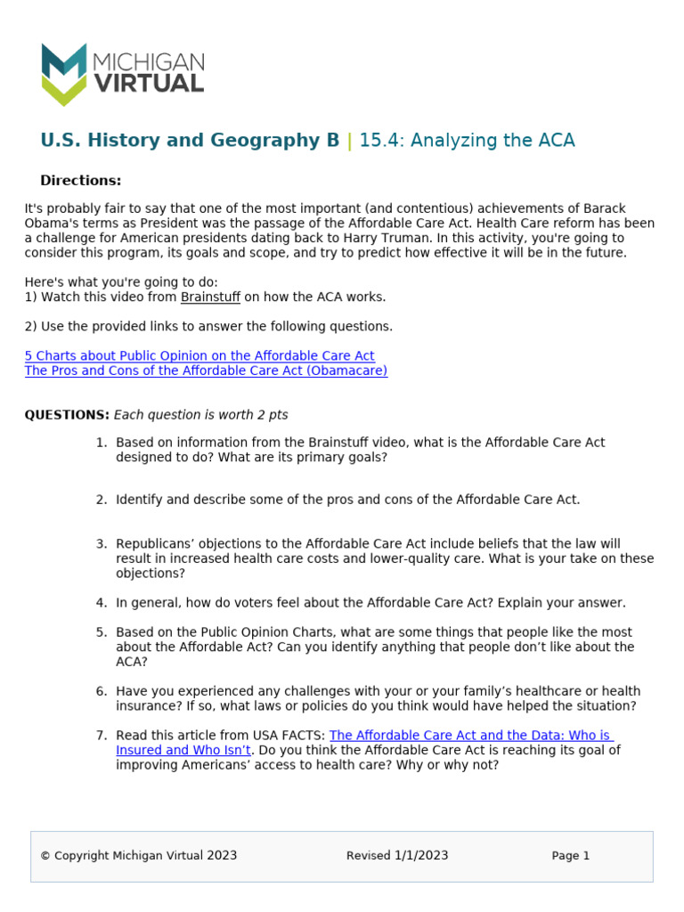 15.4 Analyzing The ACA - Revised25 | PDF