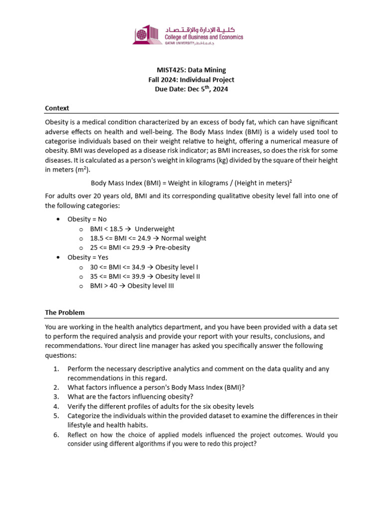 BMI Analysis and Obesity Factors Report | PDF | Body Mass Index | Obesity