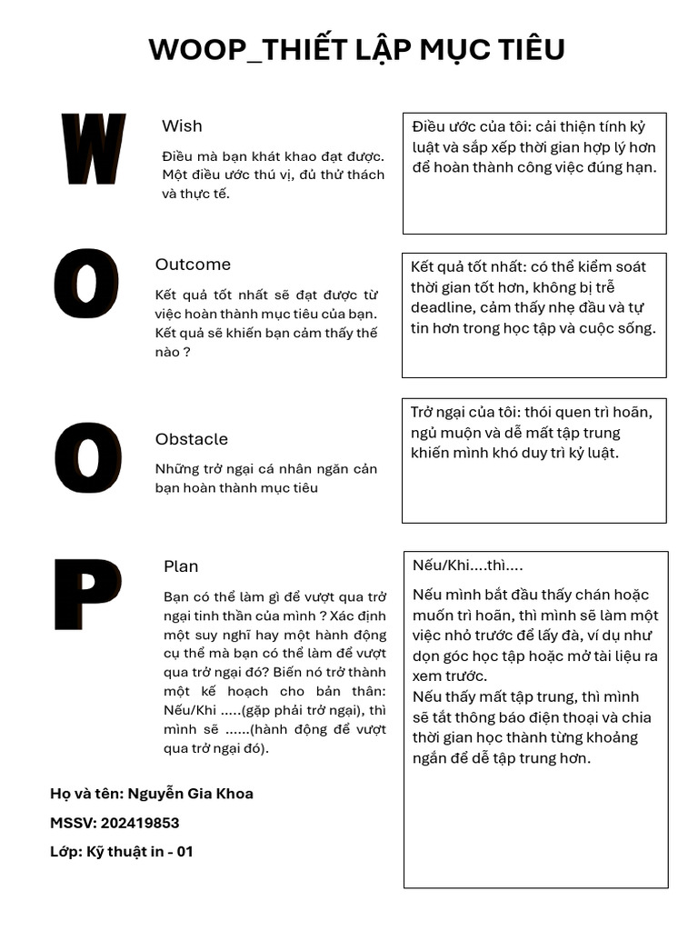 WOOP - TK Mục Tiêu Của Nguyễn Gia Khoa 202419853 | PDF