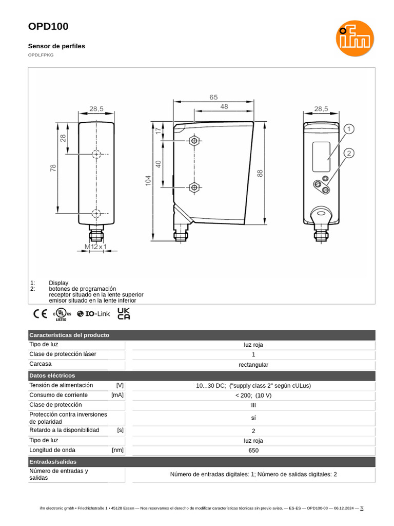 Datasheet OPD100 | PDF | Electricidad | Ingenieria Eléctrica