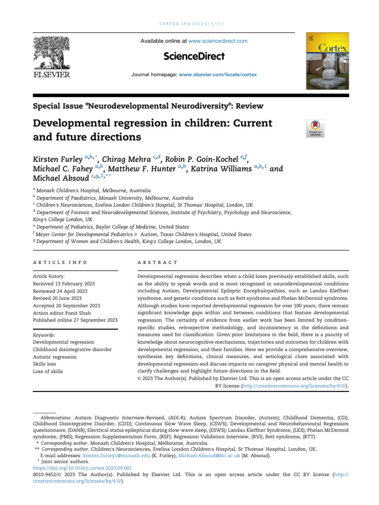 Furley, K. (2023) - Developmental Regression in Children Gurrent and ...
