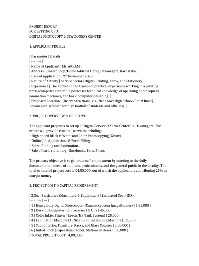Digital Photocopy & Stationery Center Plan | PDF | Printer (Computing ...
