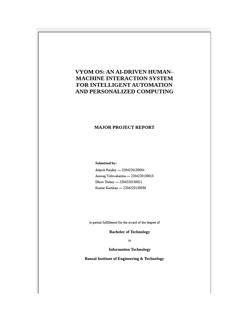 Vyom OS: AI-Driven Automation System | PDF | Operating System ...