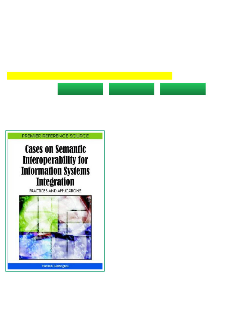 Cases On Semantic Interoperability For Information Systems Integration ...