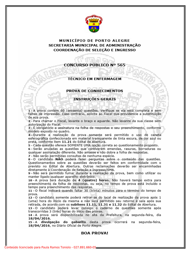 Prova Tec Pref | PDF