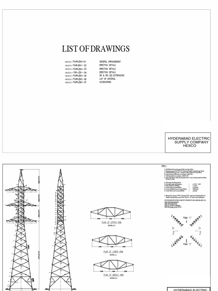 HESCO Tower Erection Drawings and Details | PDF | Washer (Hardware) | Screw