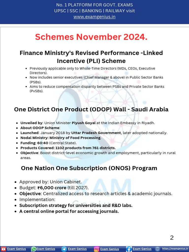 Latest Government Schemes Overview 2024 | PDF | Economy Of India ...