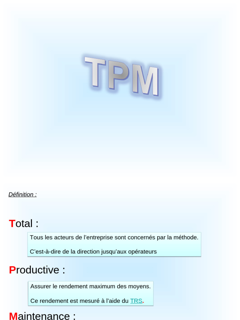 Méthode TPM : Optimisation de la Production | PDF | Sécurité