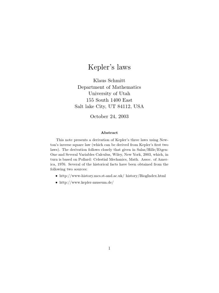 Kepler Notes | PDF