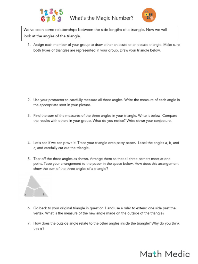 Triangle Angle Properties and Activities | PDF