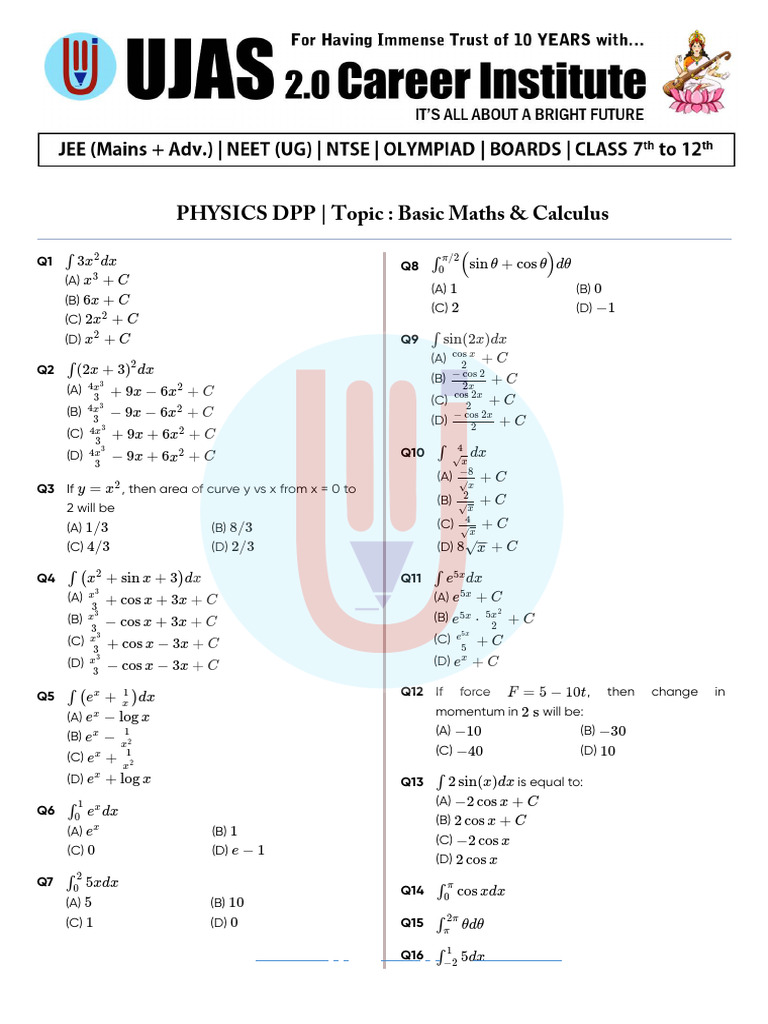 Basic Maths and Calculus DPP 1 | PDF