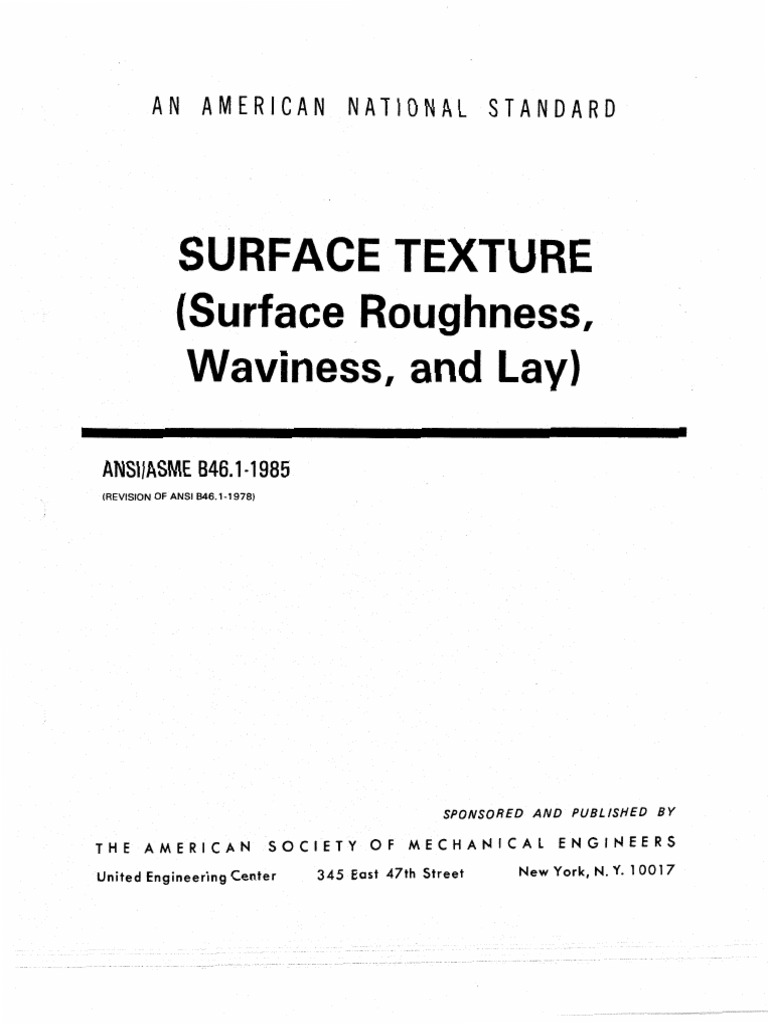 ANSI/ASME B46.1-1985 Surface Texture Standard | PDF | Surface Roughness ...