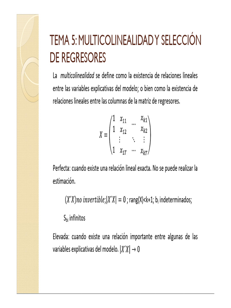 Multicolinealidad y Selección de Regresores | PDF | Multicolinealidad ...