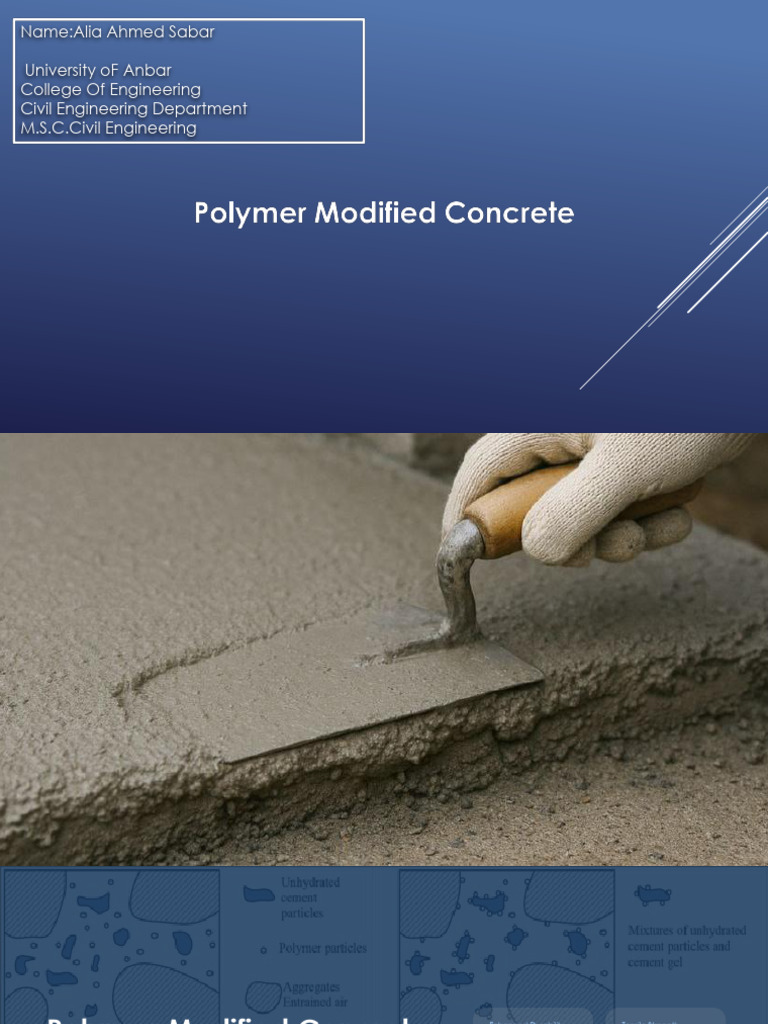 Polymer Modified Concrete Overview | PDF | Concrete | Polymers