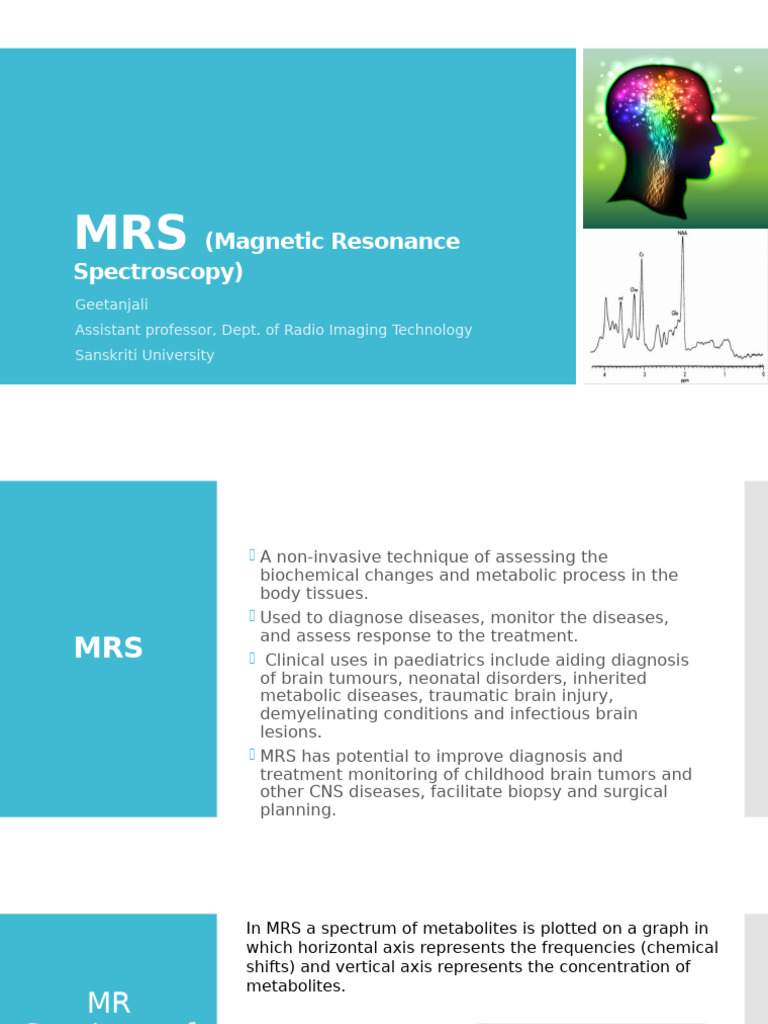 Magnetic Resonance Spectroscopy Overview | PDF | Magnetic Resonance Imaging