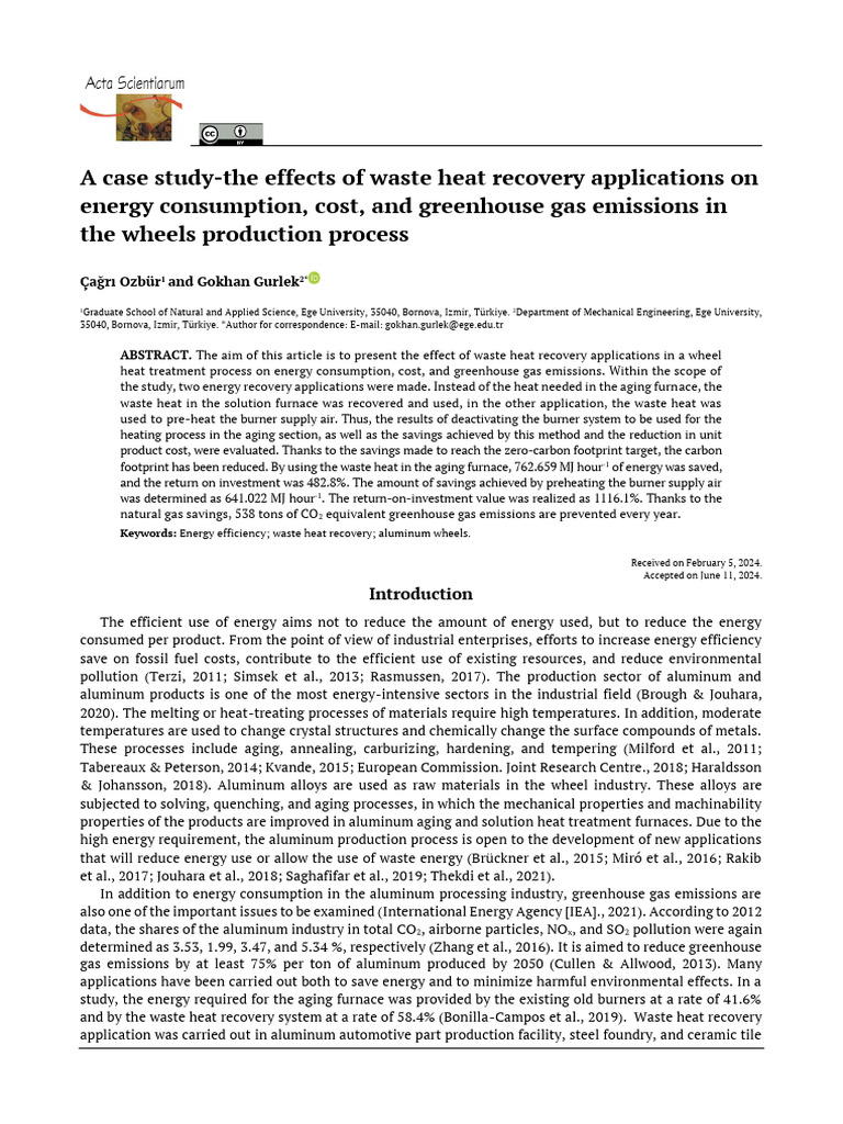 A Case Study-The Effects of Waste Heat Recovery AP | PDF | Energy ...