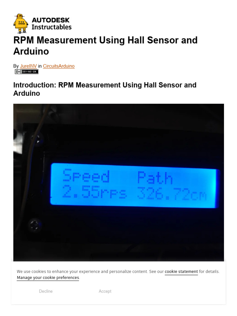 RPM Measurement with Hall Sensor Arduino | PDF | Electronics | Equipment