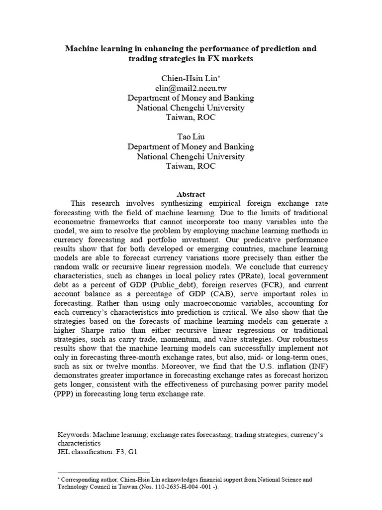 Machine Learning for FX Market Forecasting | PDF | Exchange Rate ...