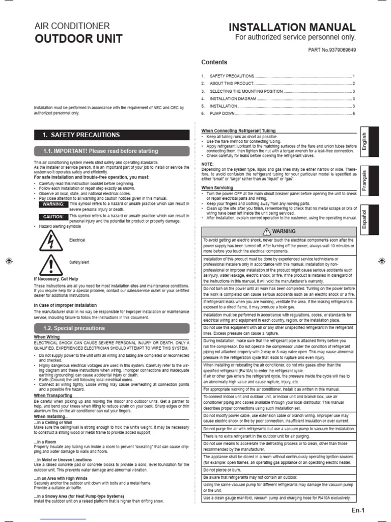 Air Conditioner Installation Safety Guide | PDF | Electrical Connector ...