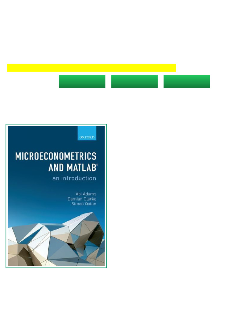Microeconometrics and MATLAB An Introduction First Edition Adams | PDF ...
