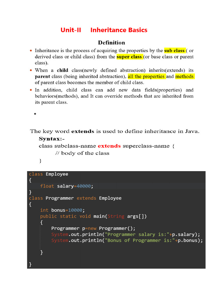 Inheritance Basics in Programming | PDF