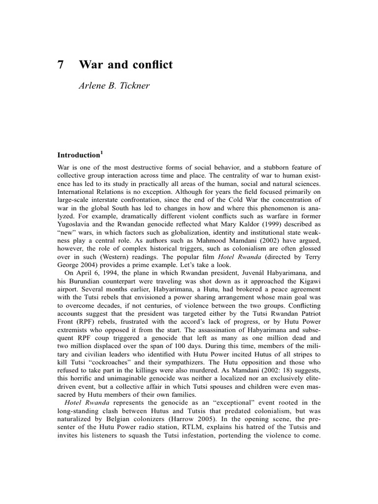 Understanding War and Conflict Dynamics | PDF | Hutu | Responsibility ...