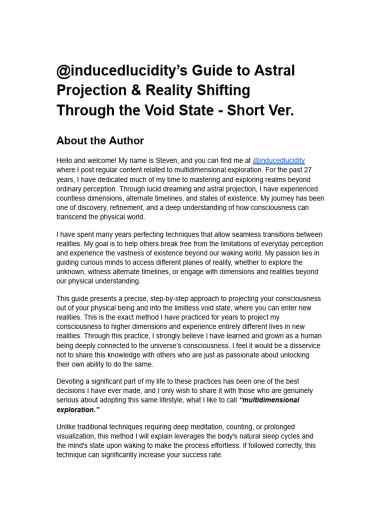 SHORT Induced Lucidity's Astral Projection & Reality Shifting Through