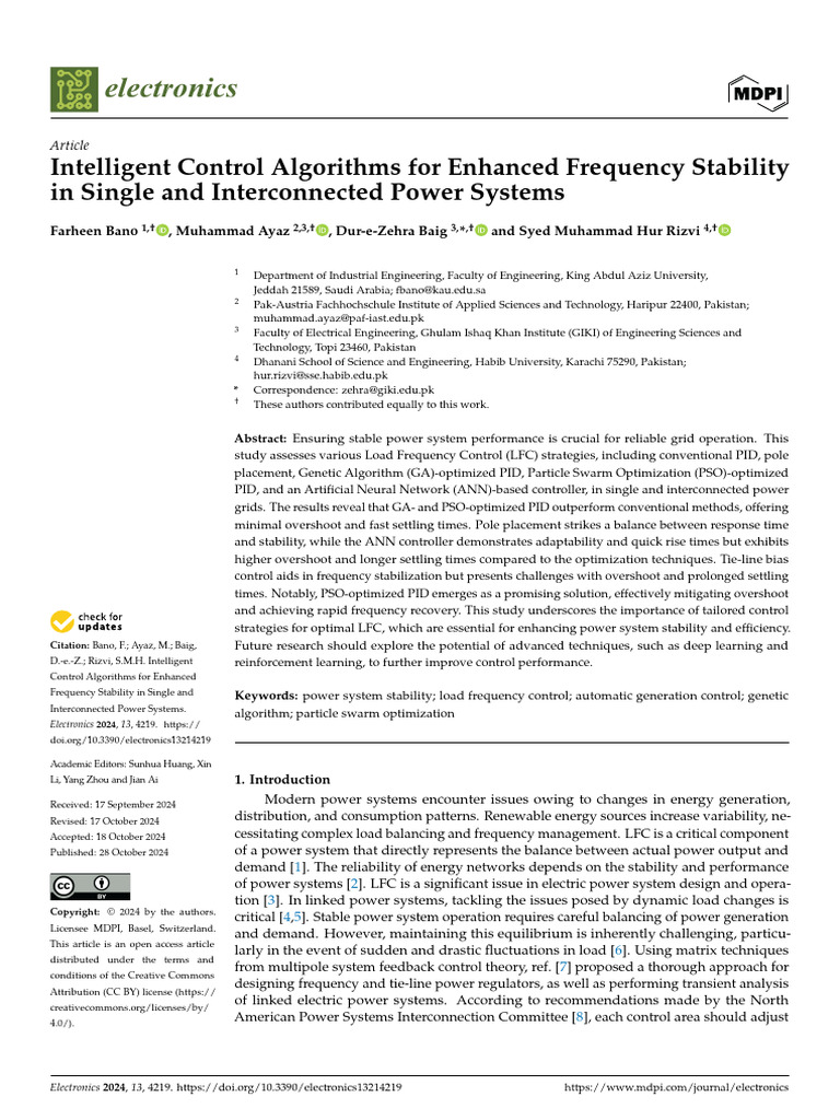 Intelligent Control for Power System Stability | PDF | Control Theory ...