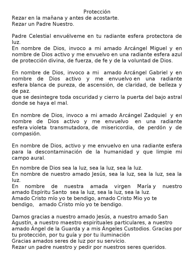 Oraciones de Protección y Luz Divina | PDF