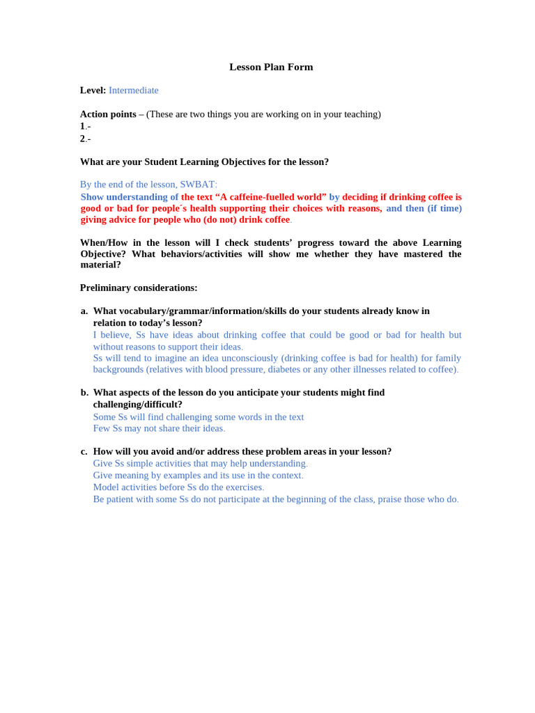 PDP Lesson Plan Reading | PDF | Lesson Plan | Learning