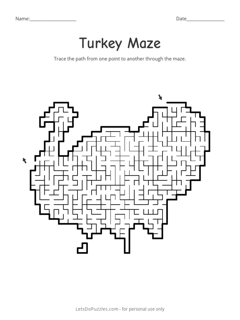 Turkey Maze Puzzle Printable | PDF