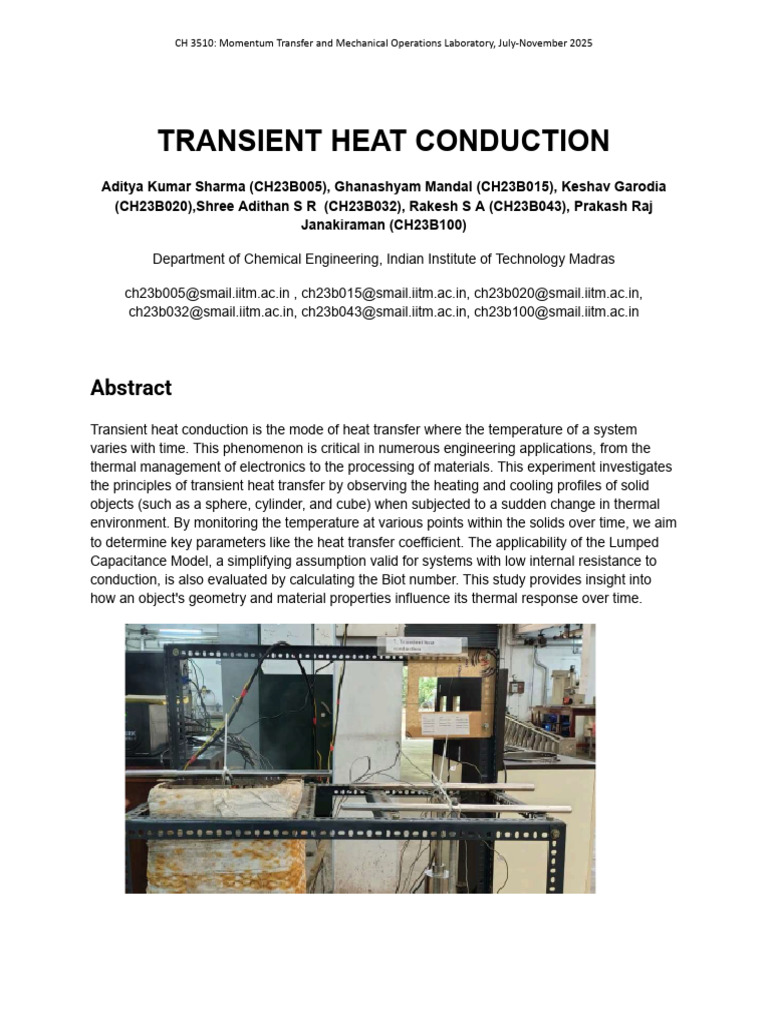 Transient Heat Conduction Experiment | PDF | Thermal Conduction | Heat ...