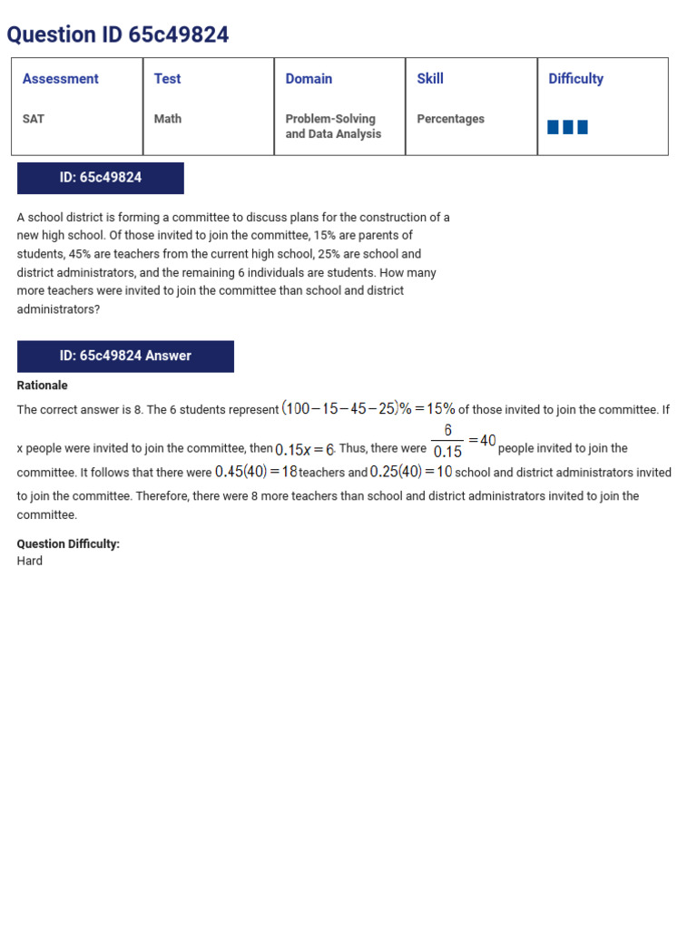 Sat Suite Question Bank - Answer W Explanation | PDF | Median | Sat