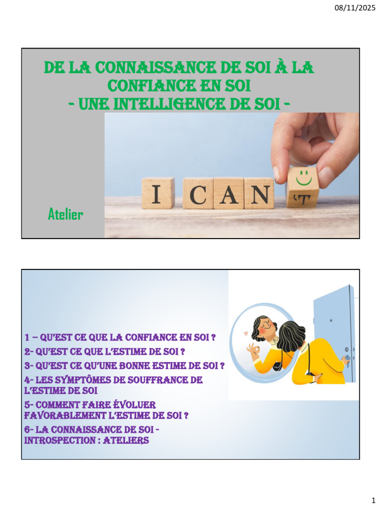 Confiance et Estime de Soi : Guide Pratique | PDF | Estime de soi ...