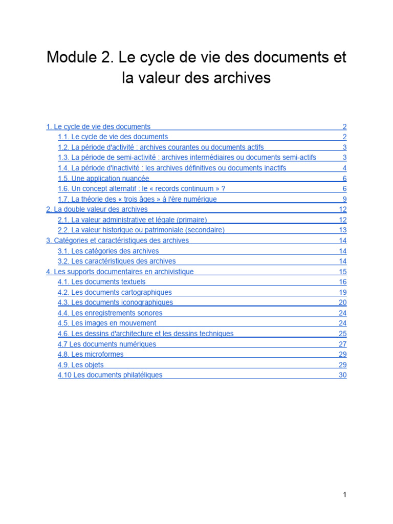 Cycle de vie et valeur des archives | PDF | Archives | Papier