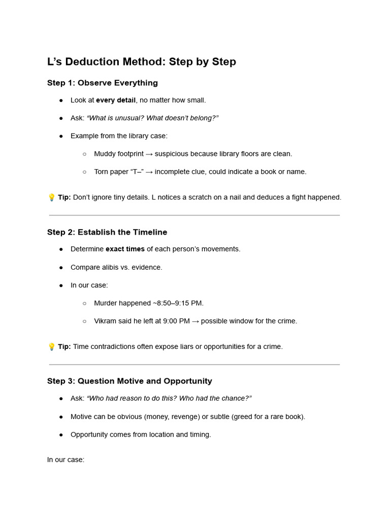 Master L's Deduction Method Guide | PDF | Evidence | Theory
