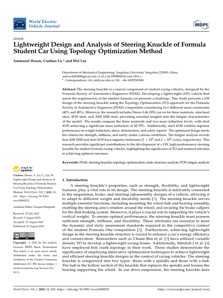 Lightweight Design and Analysis of Steering Knuckl | PDF | Strength Of ...