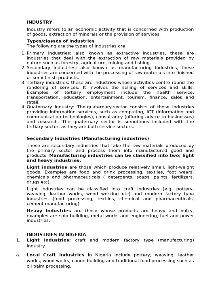 Overview of Industries and Their Types | PDF | Infrastructure | Pollution