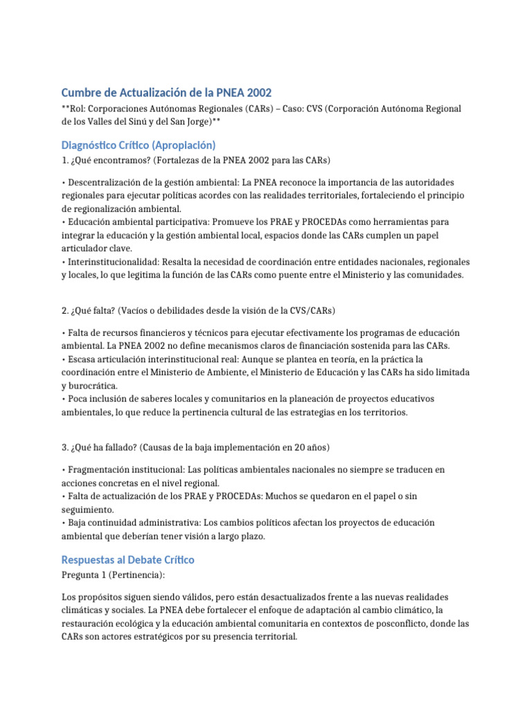 Cumbre Actualizacion PNEA Equipo3 CVS | PDF | Sustentabilidad | Entorno ...