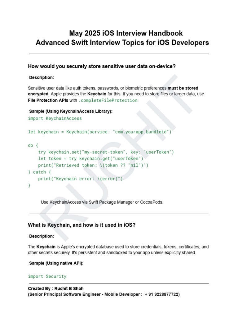 iOS Keychain & Encryption Guide | PDF | Swift (Programming Language ...
