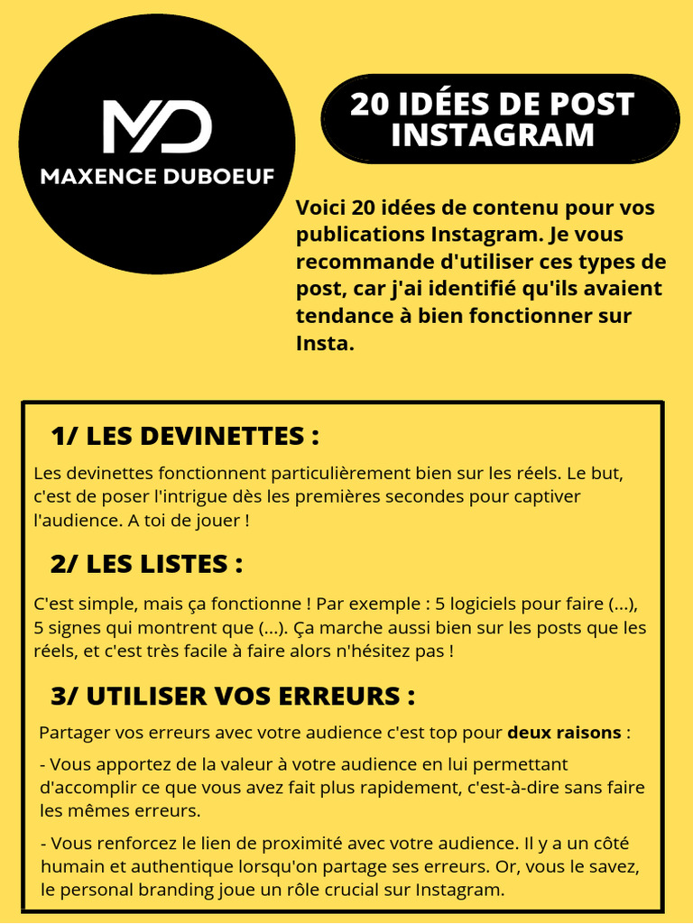 20 Idées de Posts Instagram Efficaces | PDF | YouTube
