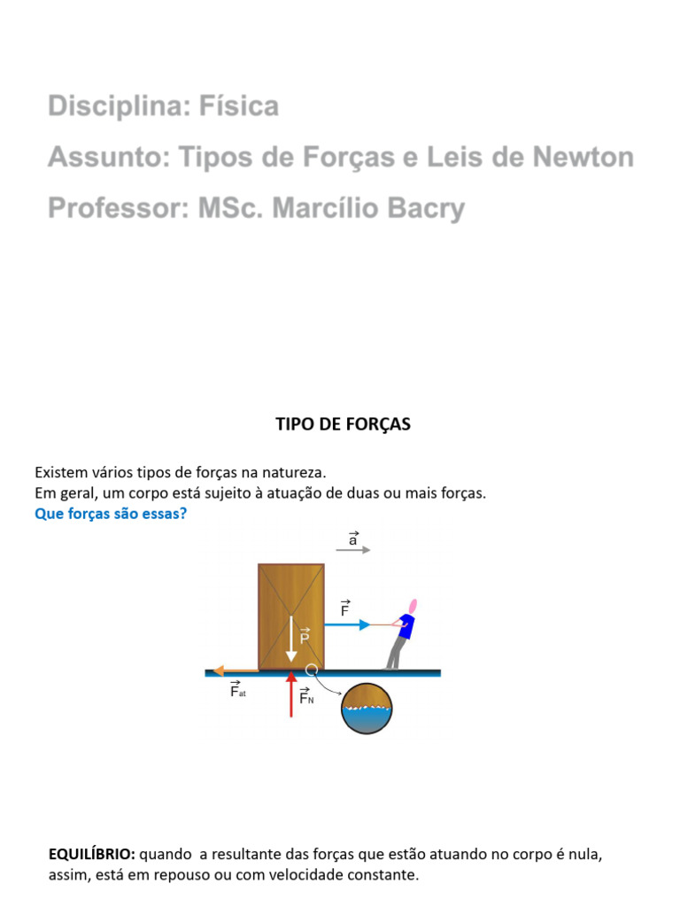 Tipos de Forças e Leis de Newton | PDF | Força | Leis do Movimento de ...