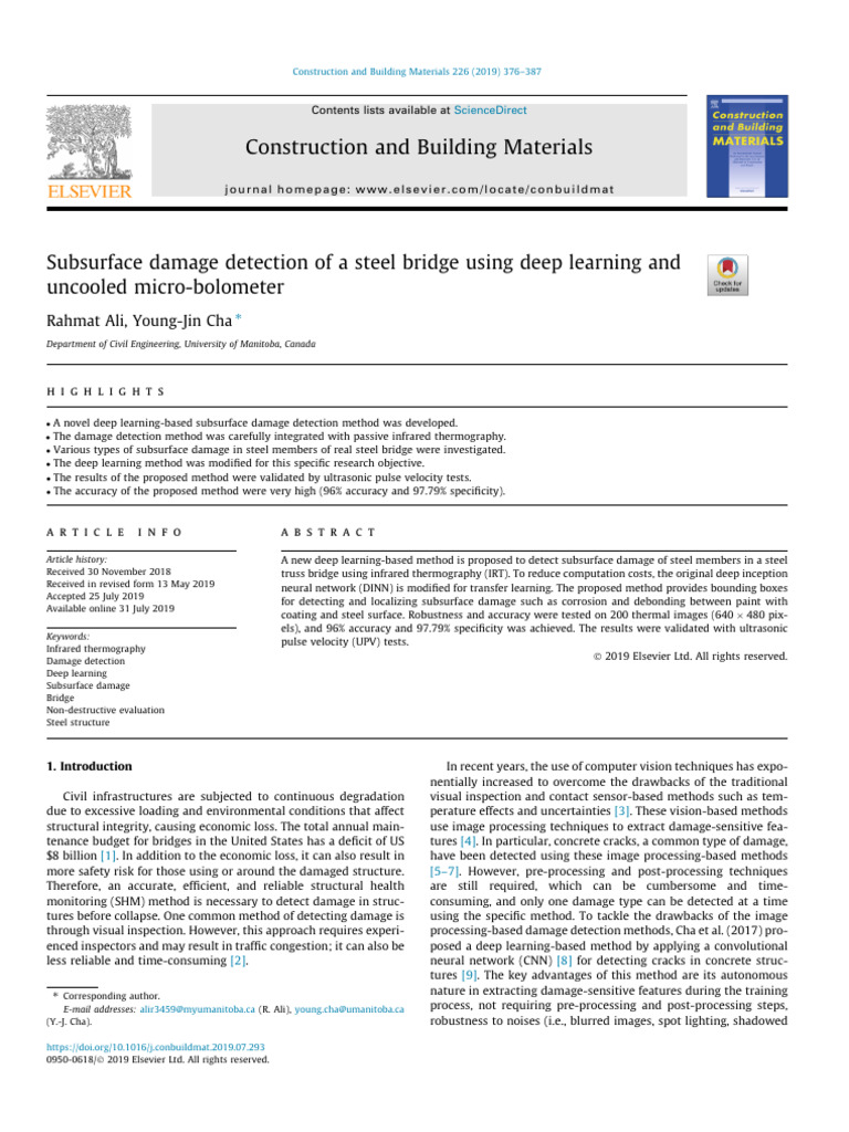 Deep Learning for Steel Bridge Damage Detection | PDF | Sensitivity And ...