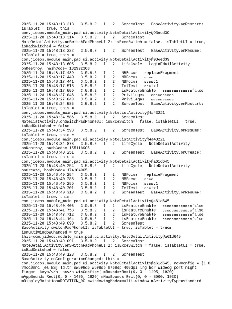 NoteApp Lifecycle and UI Logs | PDF