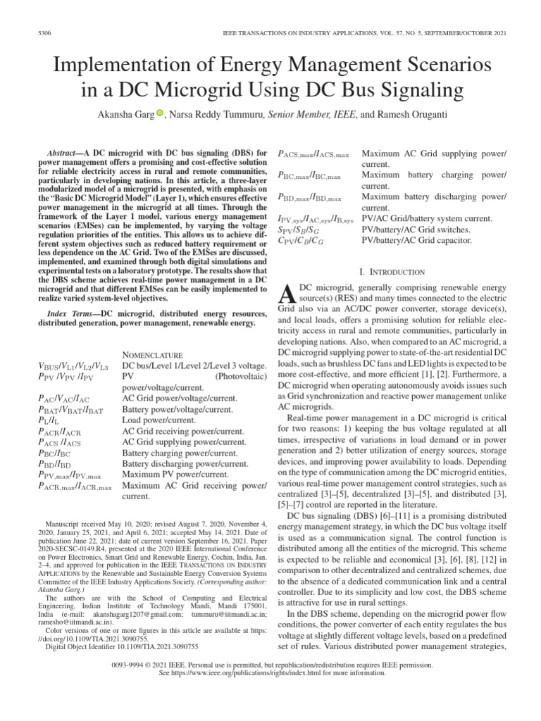 Implementation of Energy Management Scenarios in A DC Microgrid Using ...