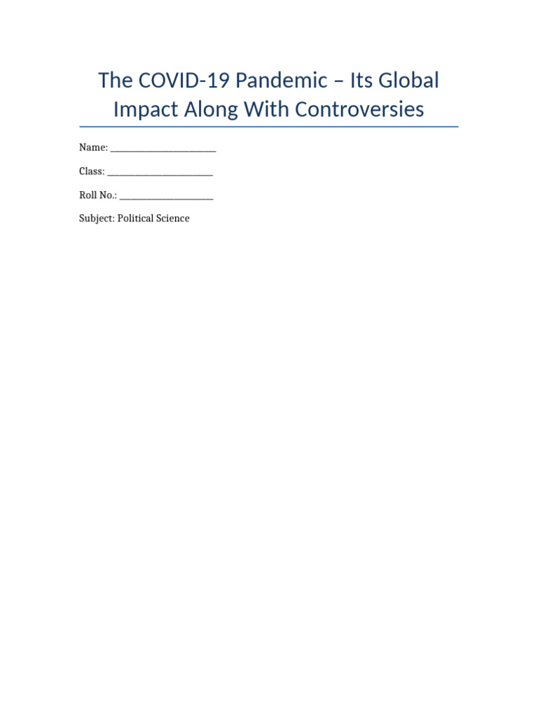 COVID-19 Pandemic Project Final | PDF | Disasters | Emergency Management